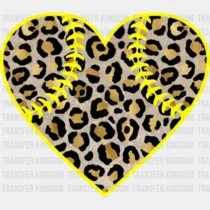 Softball Heart Leopard DTF Transfer