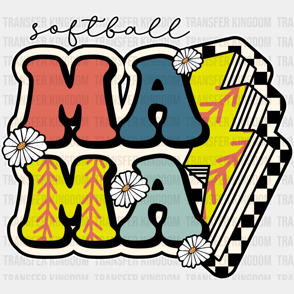 Softball Mama - Dtf Heat Transfer Unisex S & M (10’’) / Light Color Design (See Imaging)