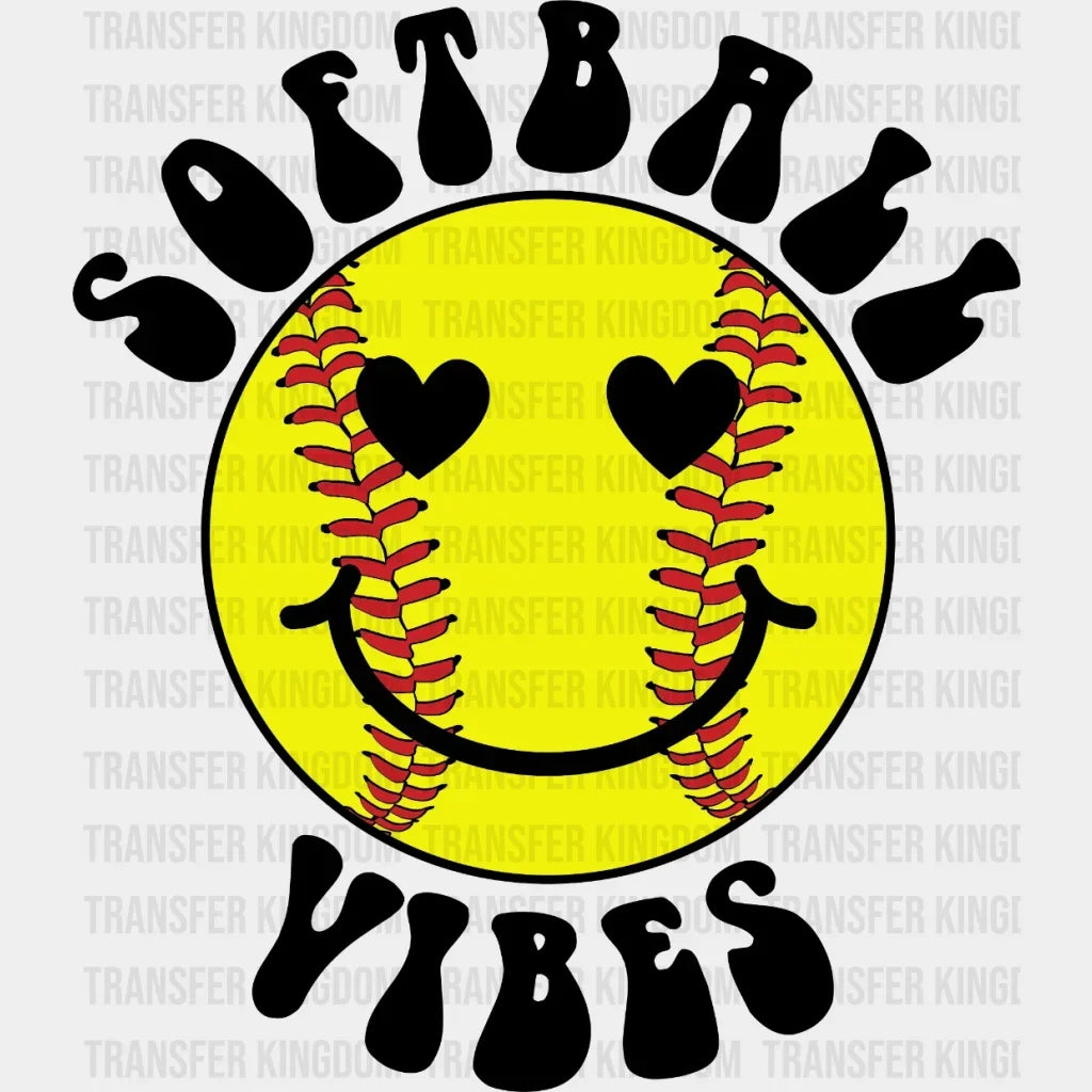Softball Vibes Heart Eye Dtf Transfer