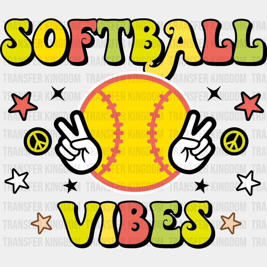 Softball Vibes Peace Dtf Transfer