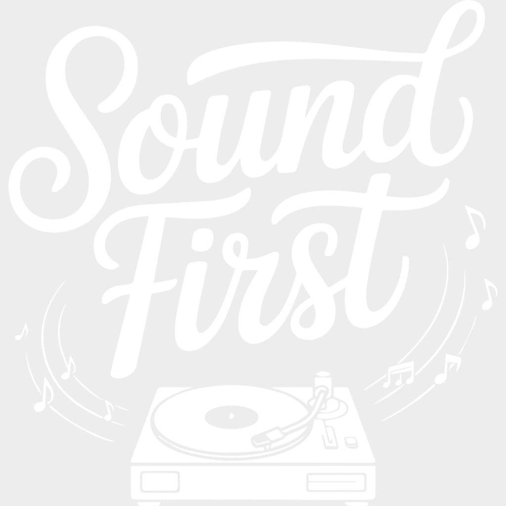 Sound First - Music DTF Transfers - Adult Unisex - S & M (10’’) / Light Color Design (See Imaging)