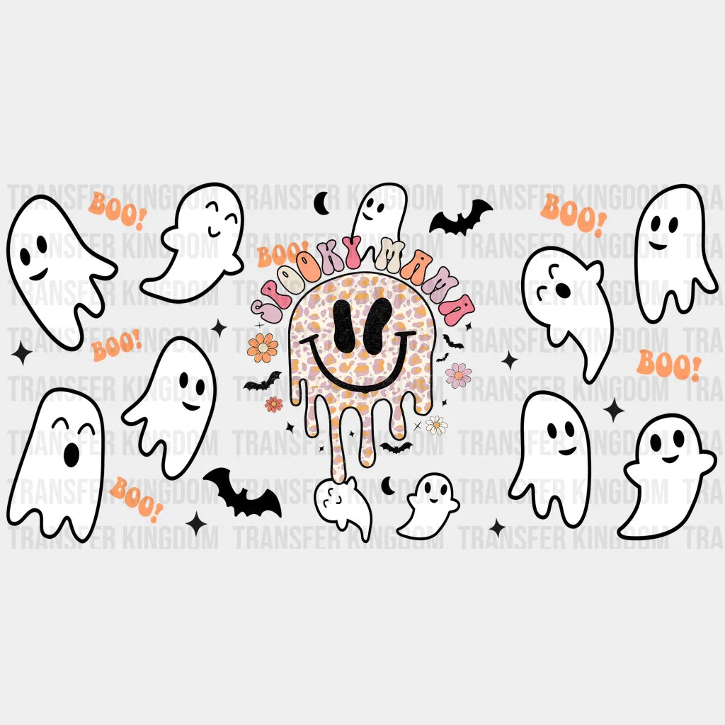 Spooky Boo Ghost Design - Halloween Cup Wrap Uv Sticker Permanent Dtf Decal