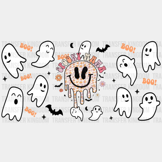 Spooky Boo Ghost Design - Halloween Cup Wrap Uv Sticker Permanent Dtf Decal
