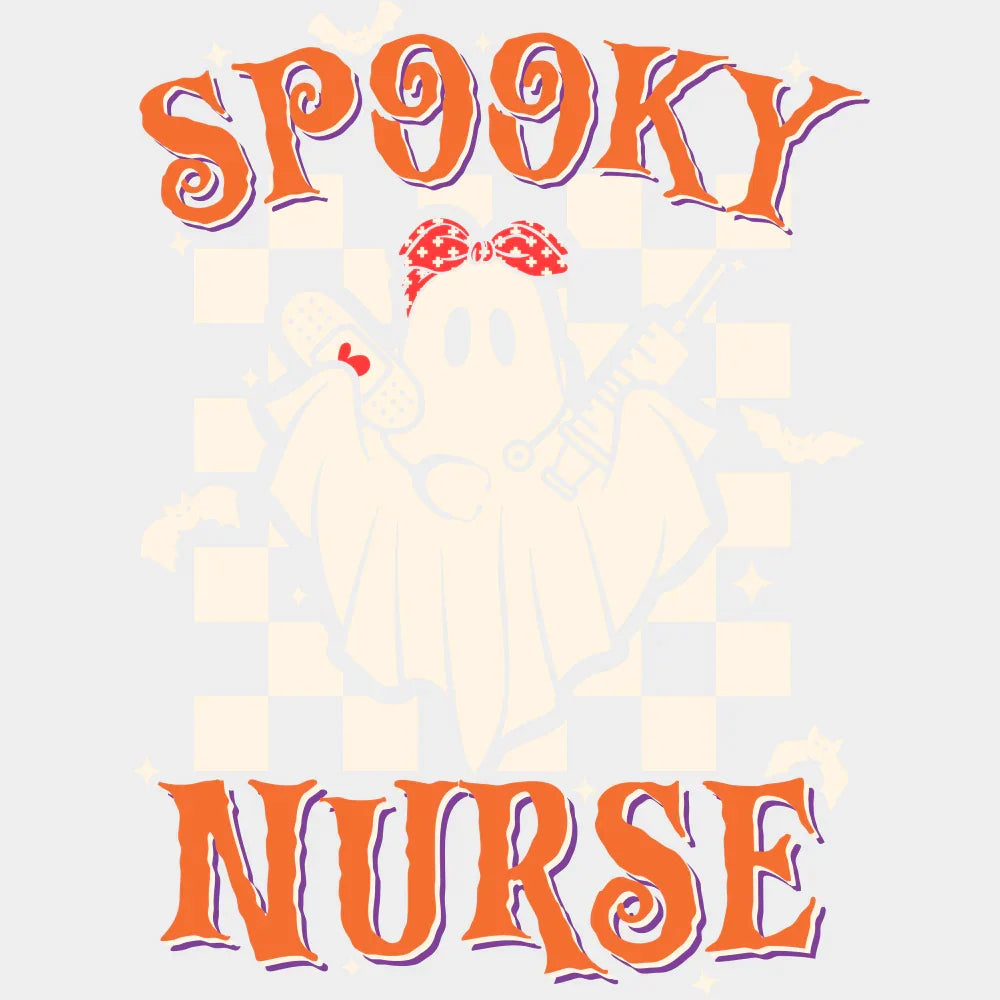 Spooky Nurse - Halloween DTF Transfer Adult Unisex - S & M (10’’) / Light Color Design (See Imaging)