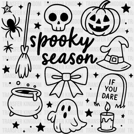 Spooky Season Black & Orange - Halloween DTF Transfer Adult Unisex - S & M (10’’) / Dark Color Design (See Imaging)