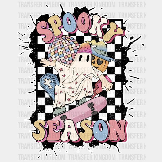 Spooky Season Skating Ghost - Halloween Dtf Heat Transfer Unisex S & M (10’) / Light Color Design