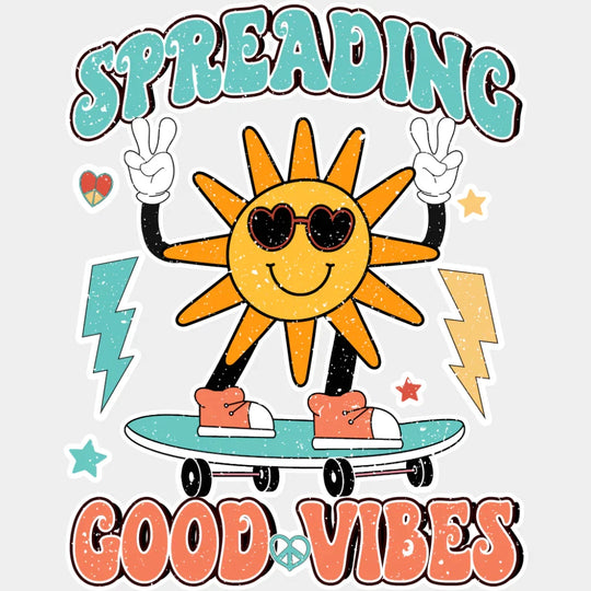 Spreading Good Vibes Skate Design - Good Vibes DTF Transfer Adult Unisex - S & M (10’’) / Light Color Design (See