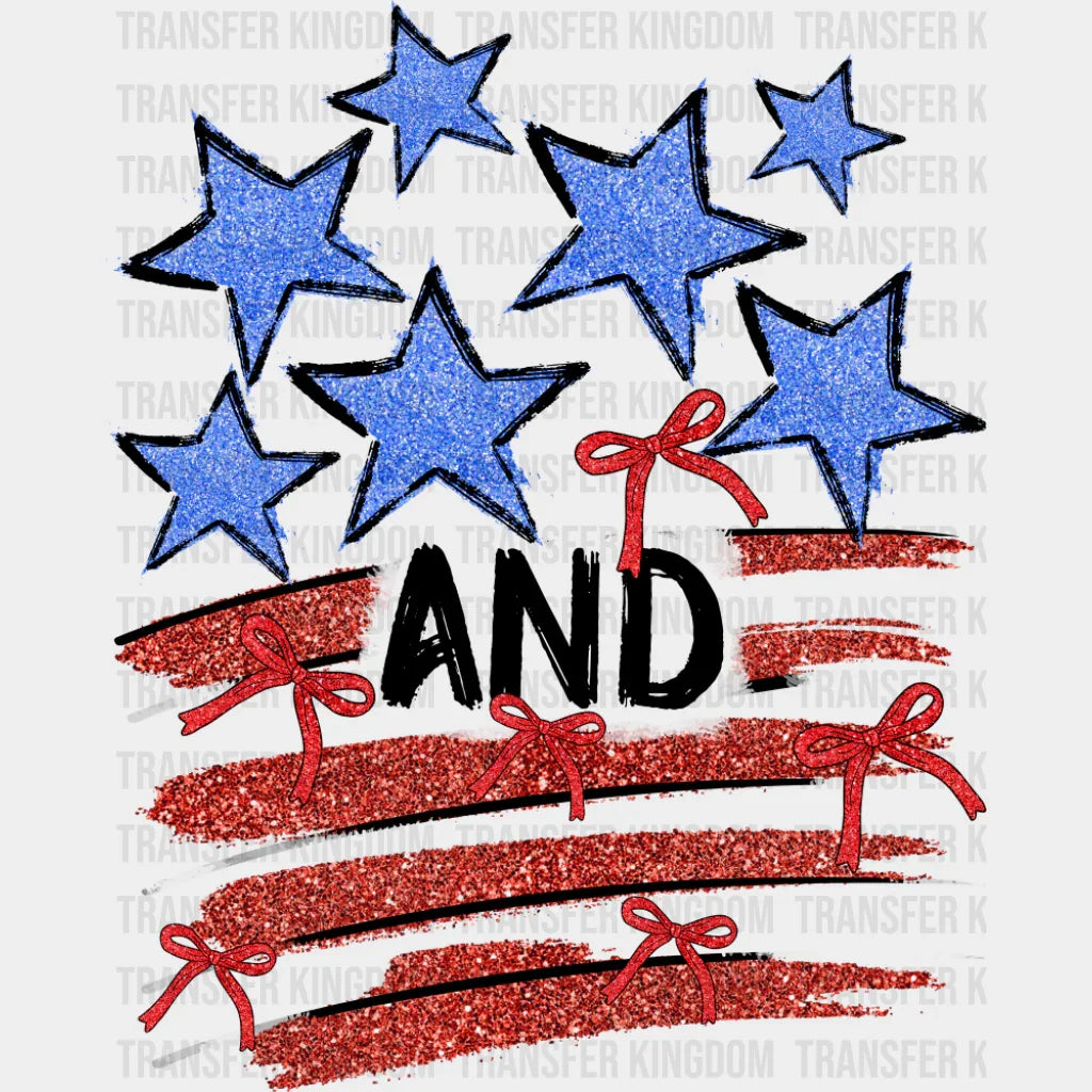 Stars And Stripes Red & Blue - 4th Of July DTF Transfer Adult Unisex - S & M (10’’) / Dark Color Design (See Imaging)