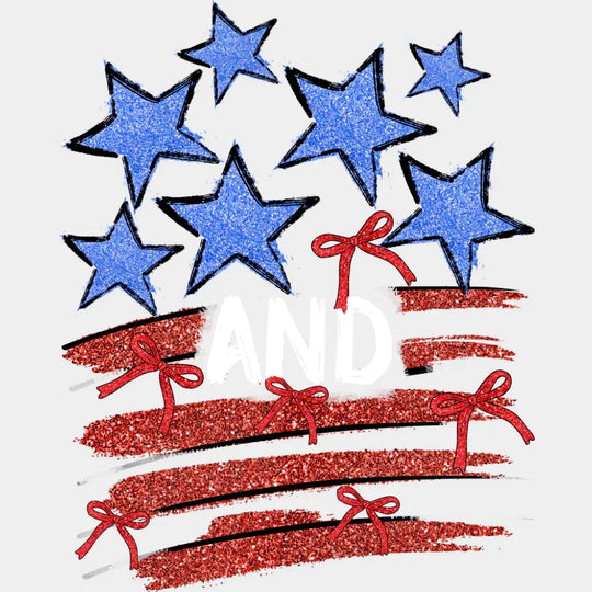 Stars And Stripes Red & Blue - 4th Of July DTF Transfer Adult Unisex - S & M (10’’) / Light Color Design (See Imaging)