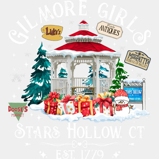 Stars Hollow Christmas DTF Transfer Adult Unisex S & M (10’’) / Light Color Design (See Imaging)