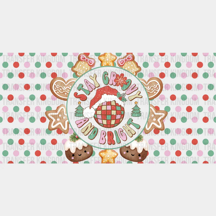 Stay Groovy And Bright - Christmas Cup Wrap UV Sticker Permanent UV DTF Decal