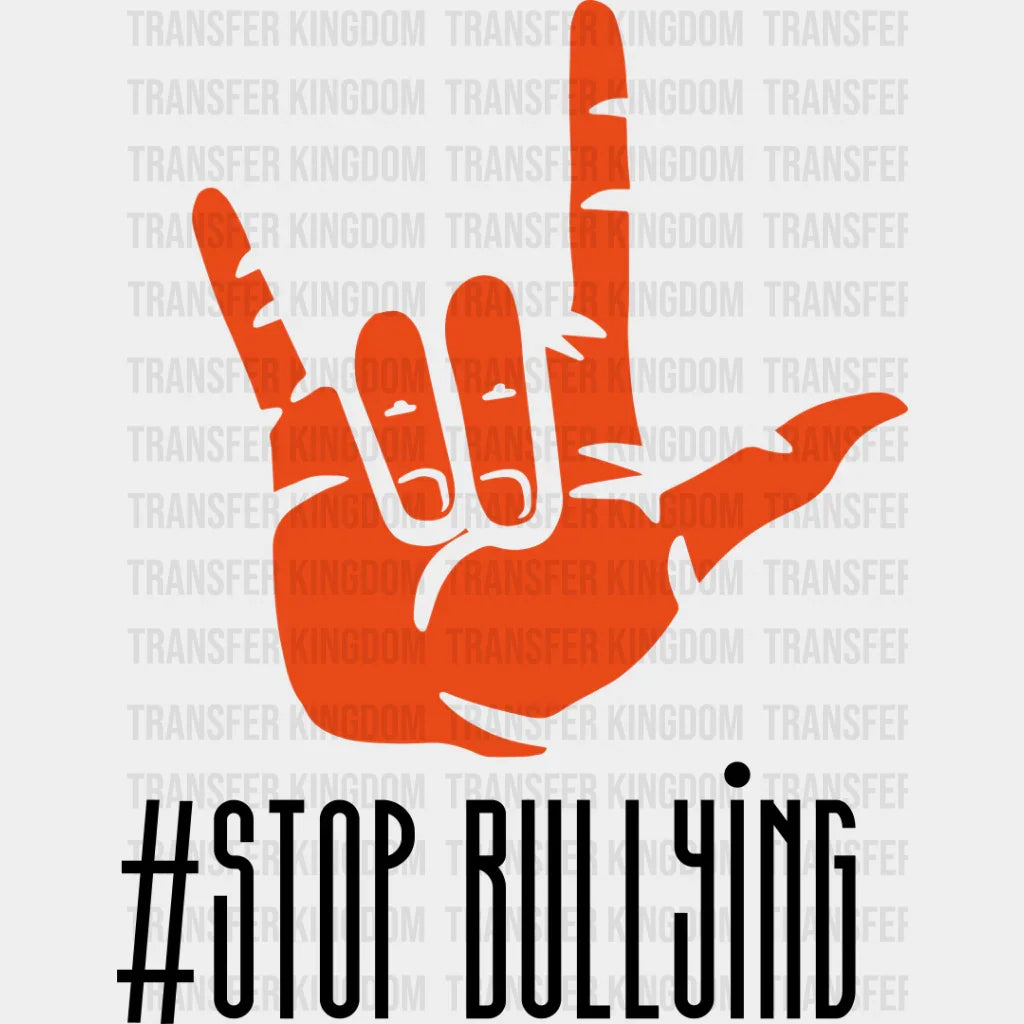 Stop Bullying Hand Design - Anti Dtf Heat Transfer Unisex S & M (10’’) / Dark Color See Imaging