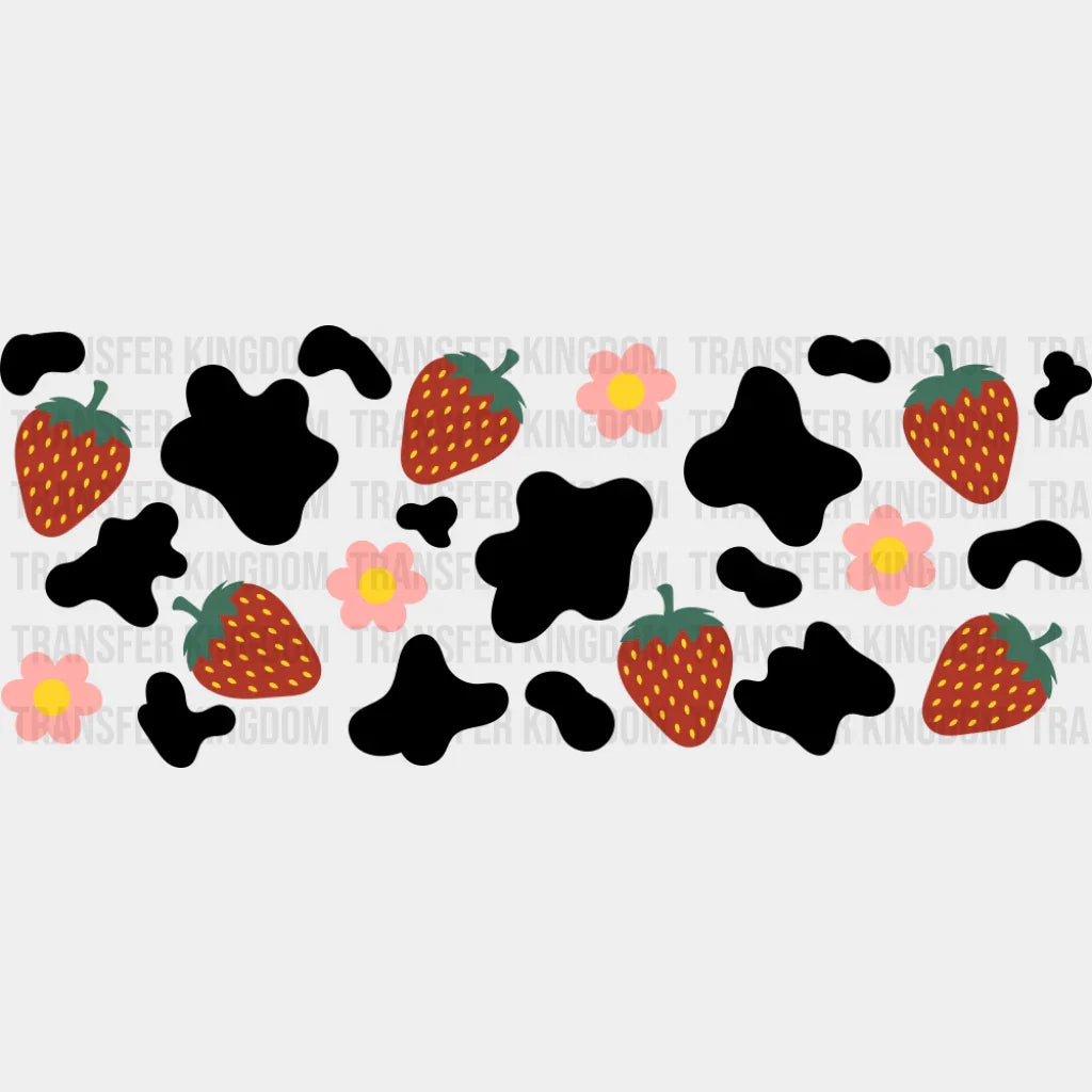 Strawberries & Flowers - General Cup Wrap UV Sticker Permanent UV DTF Decal UVDTF