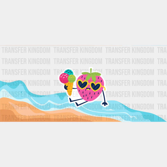 Strawberry Icecream - Summer Cup Wrap UV Sticker Permanent UV DTF Decal UVDTF