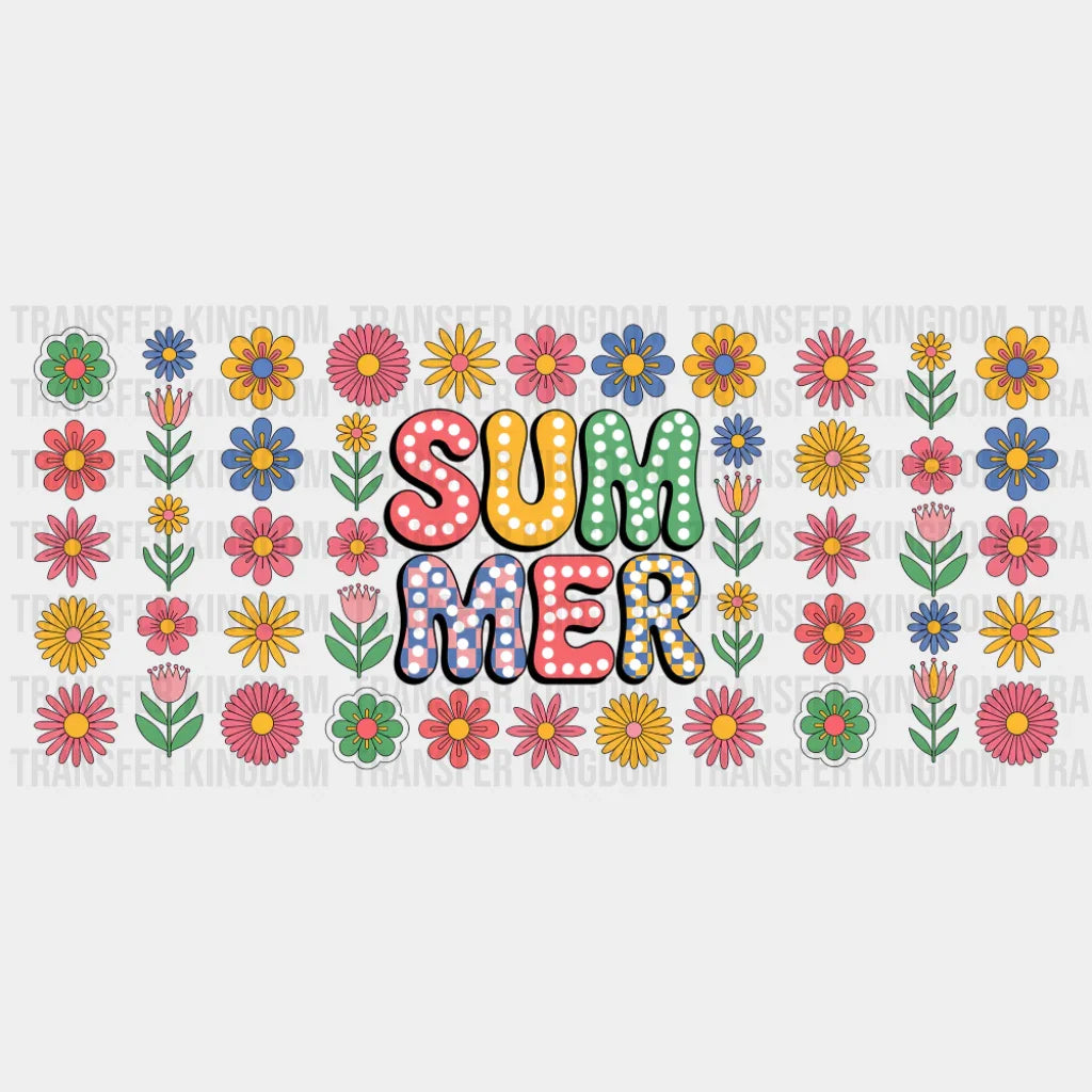 Summer Colorful Flowers - Summer Cup Wrap UV Sticker Permanent UV DTF Decal UVDTF