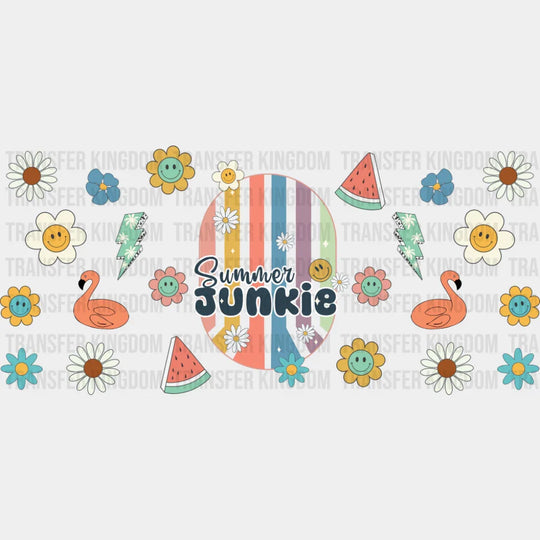 Summer Junkie Flowers - Summer Cup Wrap UV Sticker Permanent UV DTF Decal UVDTF