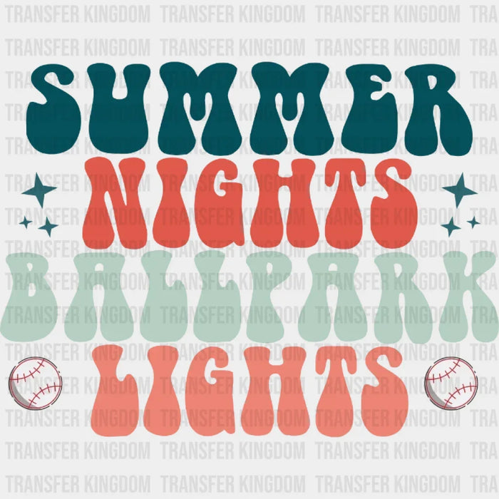 Summer Night Ballpark Lights Retro DTF Transfer