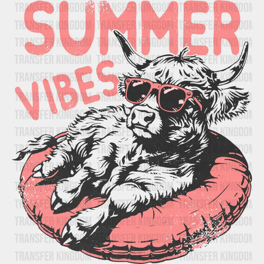 Summer Vibes Cattle Pink Design - Summer DTF Transfer