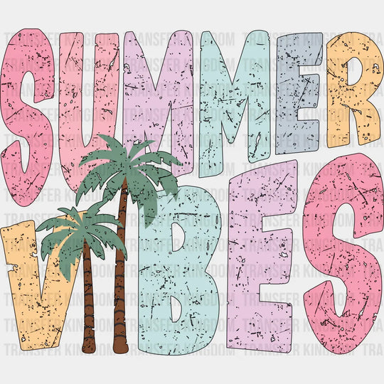 Summer Vibes Palm Trees - Summer DTF Transfer Adult Unisex - S & M (10’’) / Dark Color Design (See Imaging)