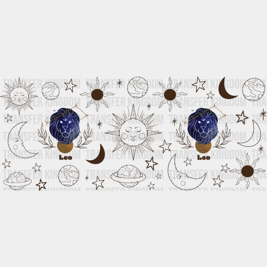 Sun And Moon Leo Sign - Zodiac Cup Wrap Uv Sticker Permanent Dtf Decal