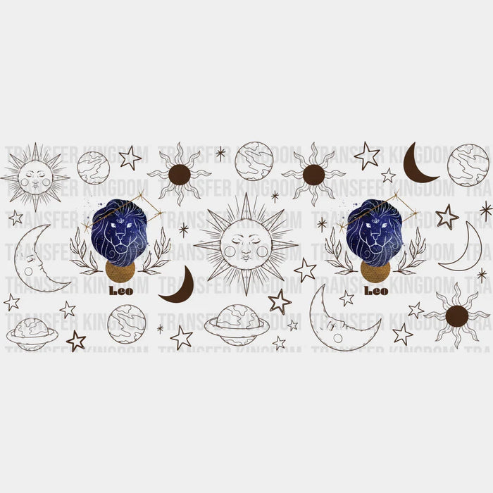 Sun And Moon Leo Sign - Zodiac Cup Wrap UV Sticker Permanent UV DTF Decal