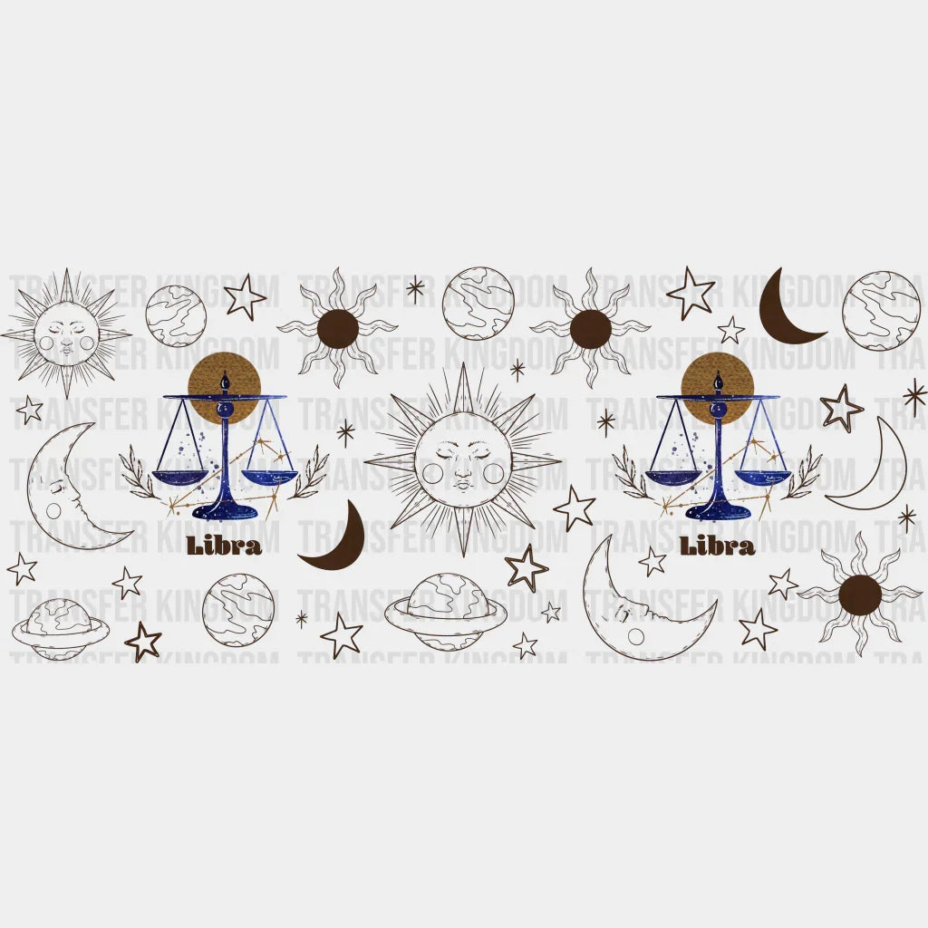 Sun And Moon Libra Sign - Zodiac Cup Wrap Uv Sticker Permanent Dtf Decal