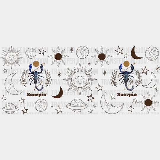 Sun And Moon Scorpio Sign - Zodiac Cup Wrap Uv Sticker Permanent Dtf Decal