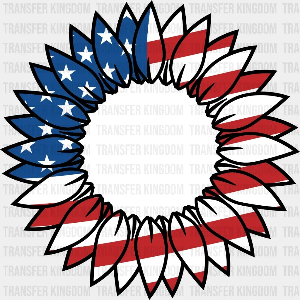 Sunflower 4Th Of July Monogram Dtf Transfer