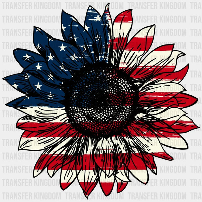 Sunflower American Flag DTF Transfer
