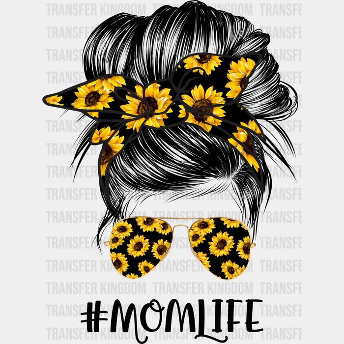 Sunflower Mom Hair Bun Sunglasses Headband - Mother's Day - Women Messy Bun Design - Mother's Day DTF heat transfer