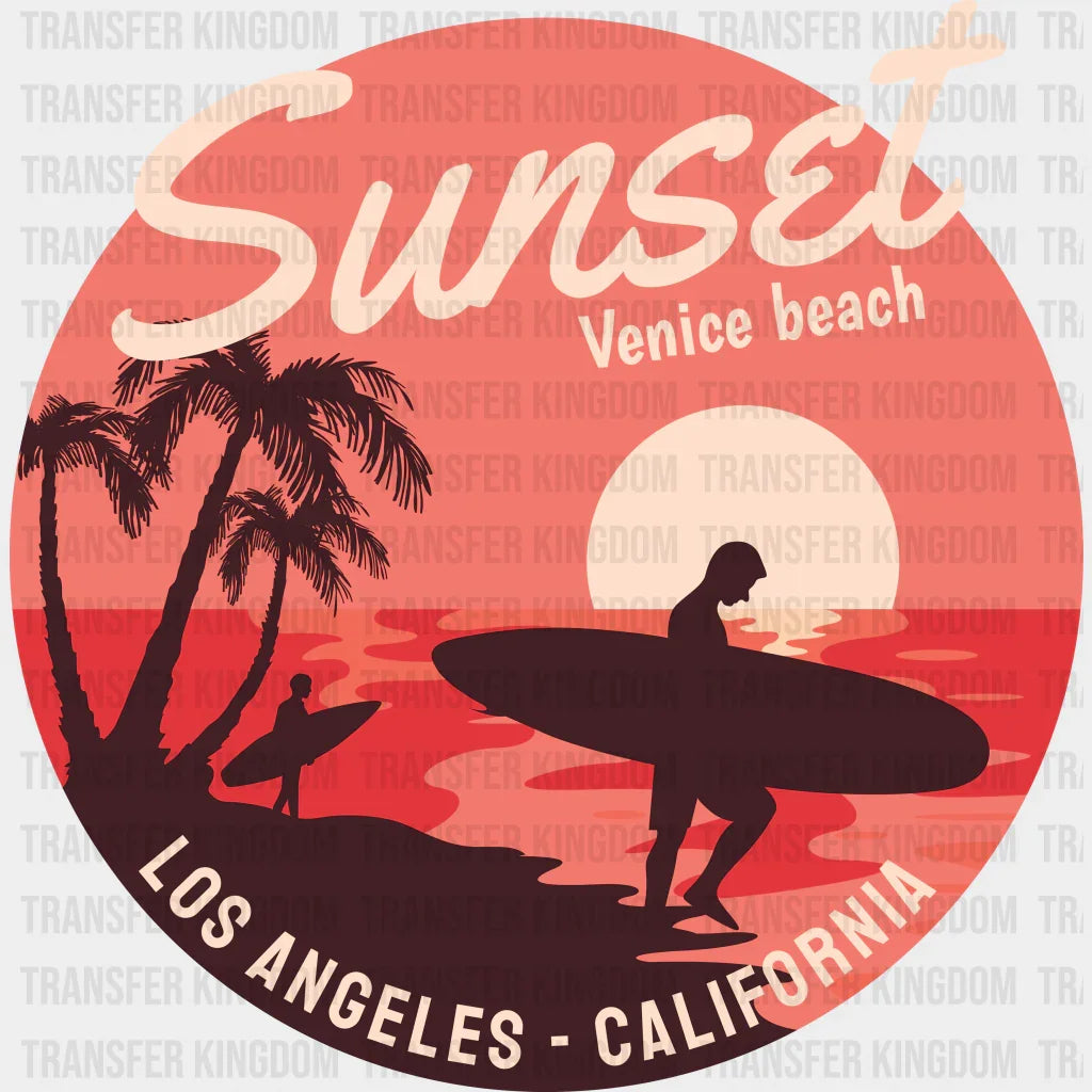 Sunset Venice Beach - Surfing Dtf Heat Transfer