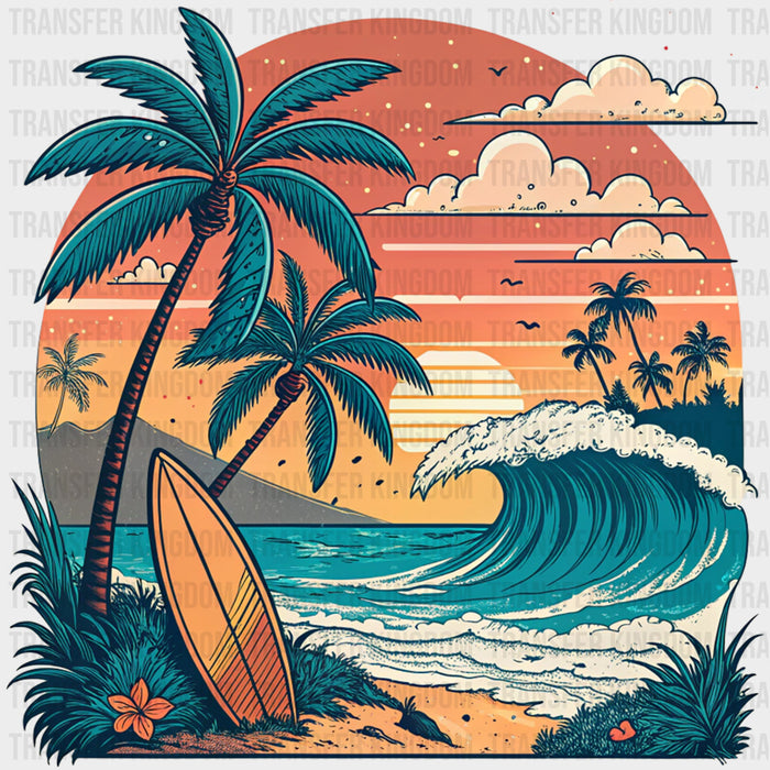Sunset Wave - Surfing DTF Transfers