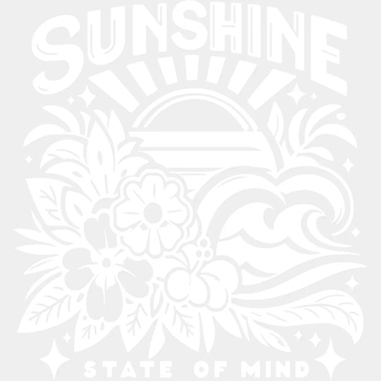 Sunshine State Of Mind B&W - Summer DTF Transfer Adult Unisex - S & M (10’’) / Light Color Design (See Imaging)