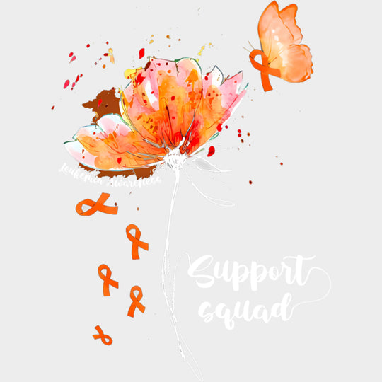 Support Squad Flower Ribbon & Butterfly - Leukemia DTF Transfers Adult Unisex - S & M (10’’) / Light Color Design (See