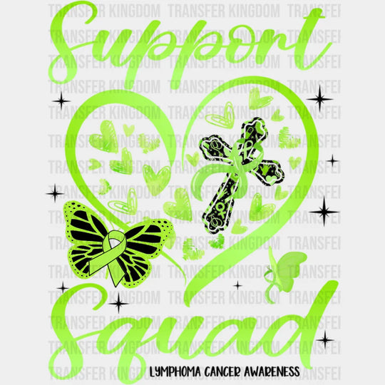 Support Squad Heart Design - Lymphoma Dtf Heat Transfer Unisex S & M (10’’) / Dark Color See Imaging