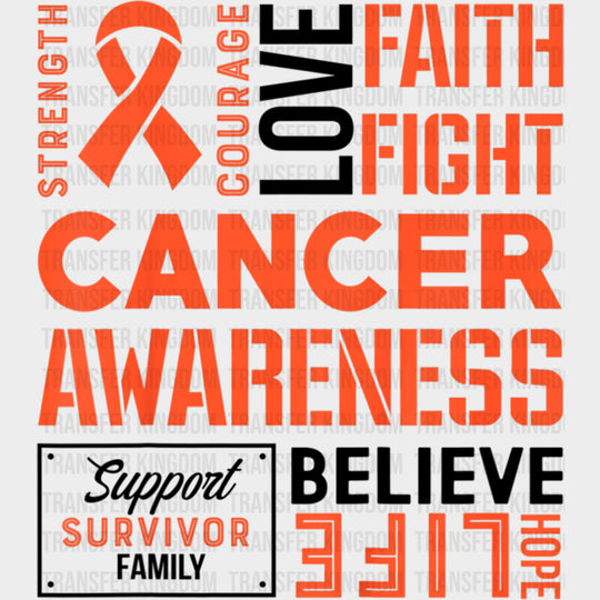 Support Survivor Family - Leukemia DTF Transfers Adult Unisex - S & M (10’’) / Dark Color Design (See Imaging)