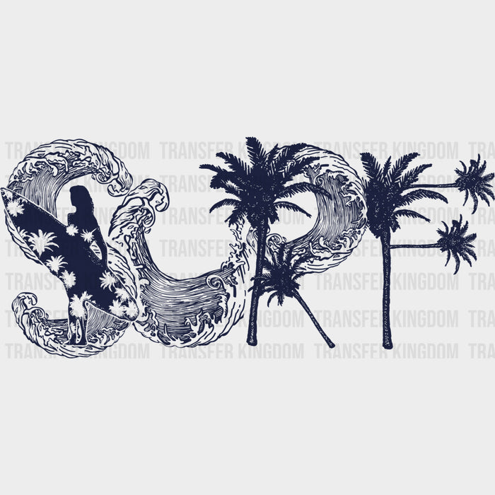 Surf, Wave & Palm Trees - Surfing DTF Transfers