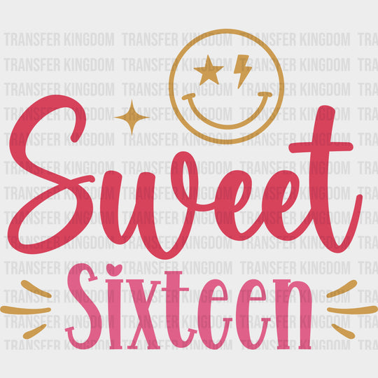 Sweet Sixteen Smiley - Sweet 16 DTF Transfers