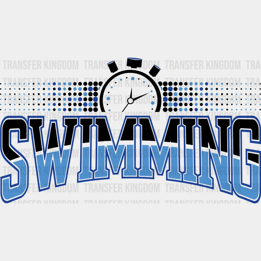 Swimming Stopwatch - Swimming DTF Transfer Adult Unisex - S & M (10’’) / Dark Color Design (See Imaging)