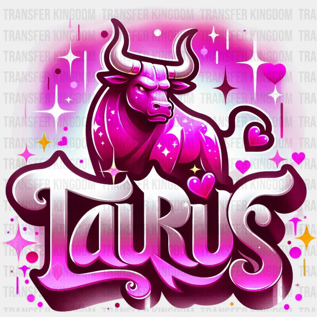 Taurus Blue And Pink - Zodiacs & Horoscopes Dtf Transfer Unisex S M (10’’) / Color Design See