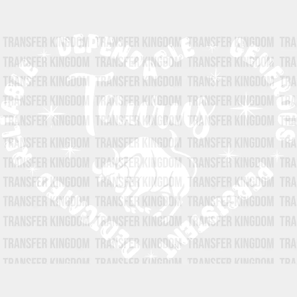 Taurus Heart Design - Zodiac & Horoscopes Dtf Heat Transfer Unisex S M (10’’) / Light Color See