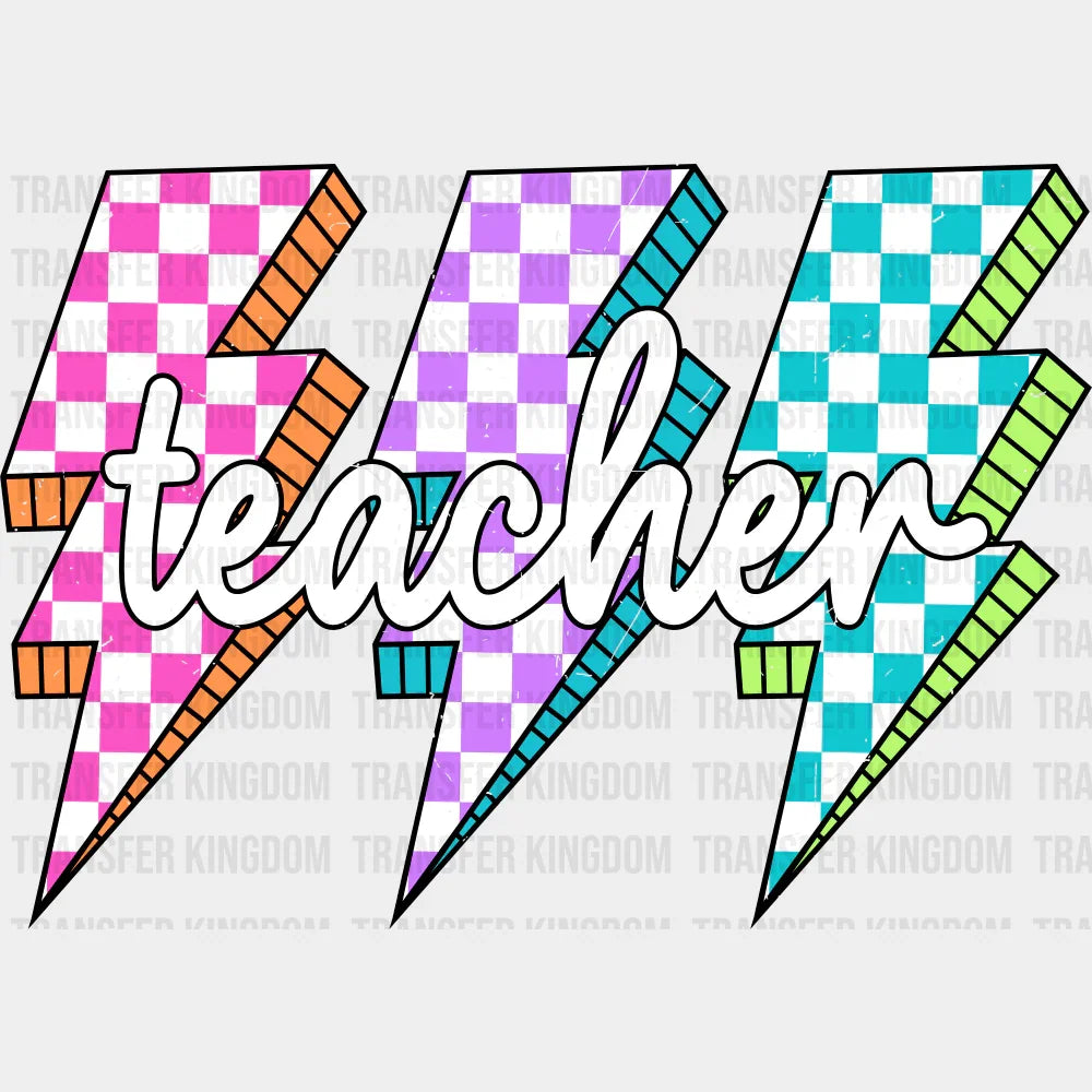 Teacher Colorful Lightning Bolts - Teachers DTF Transfer