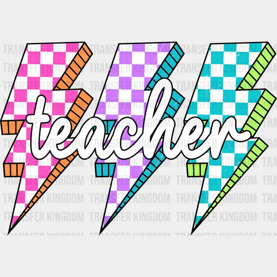 Teacher Colorful Lightning Bolts - Teachers DTF Transfer