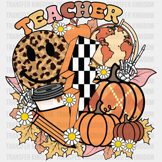 Teacher Flowers Smiley - Fall Dtf Transfer Unisex S & M (10’’) / Light Color Design See Imaging