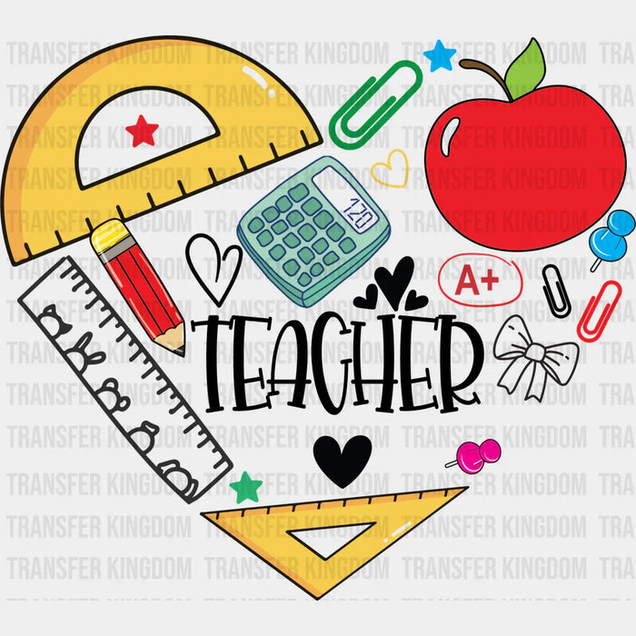 Teacher Heart Design - Teacher DTF heat transfer
