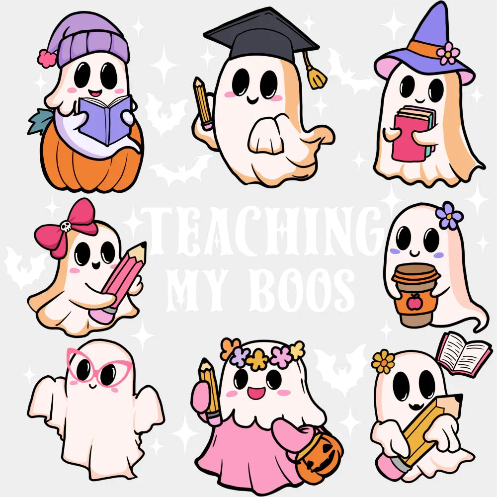 Teaching My Boos Halloween DTF Transfer Adult Unisex S & M (10’’) / Light Color Design (See Imaging)