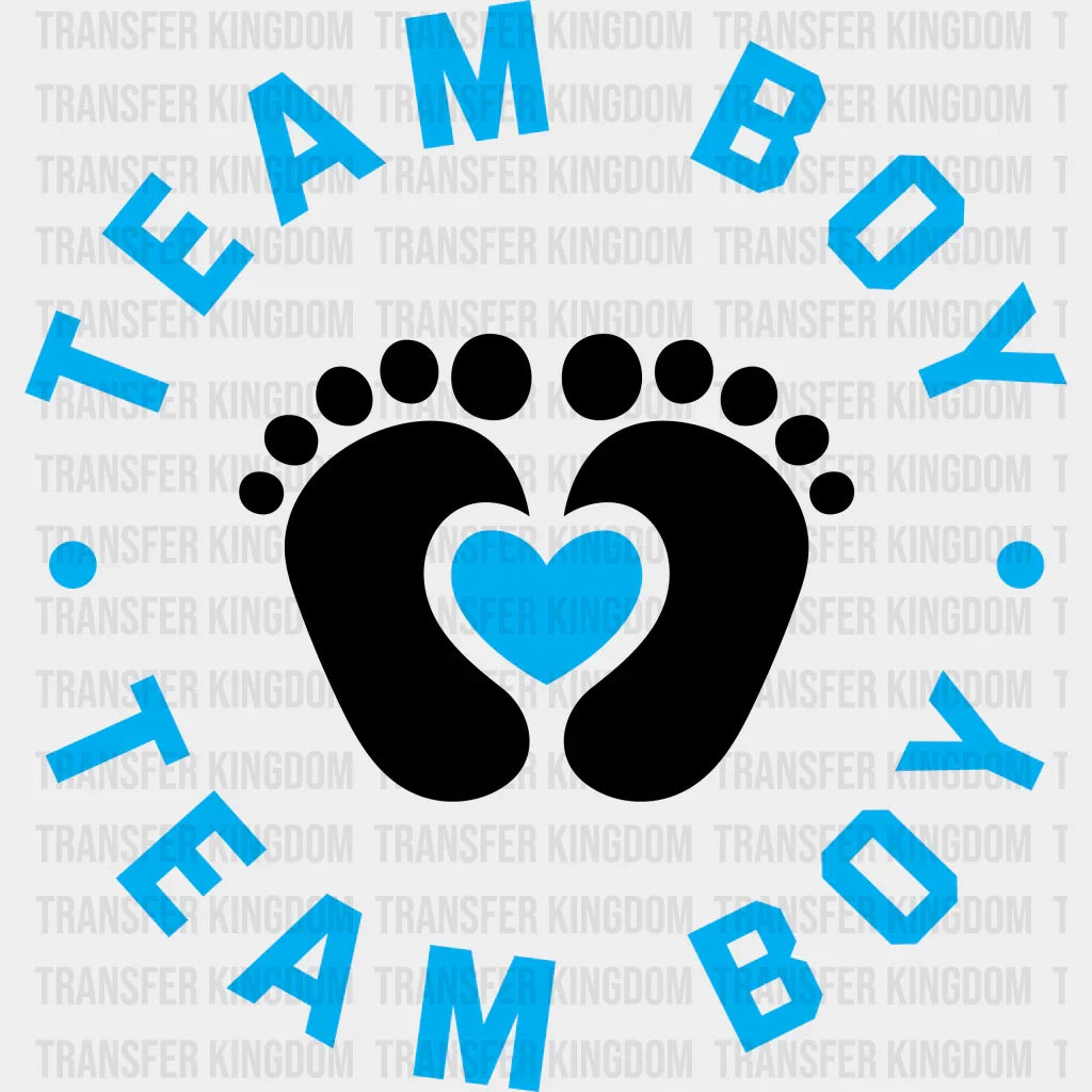 Team Boy Feet Design - Gender Reveal Dtf Transfer Unisex S & M (10’’) / Dark Color See Imaging
