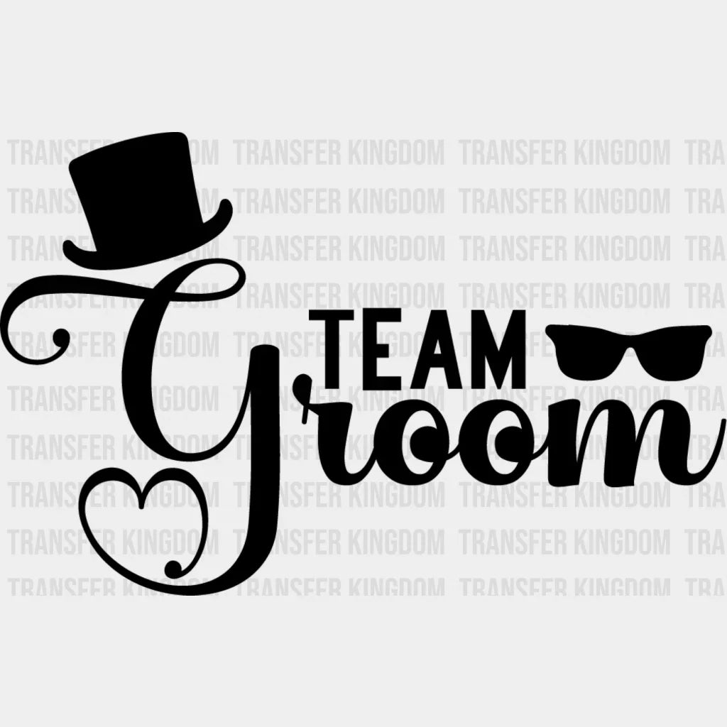 Team Groom Hat And Glasses Design - Bachelor Iron On Dtf Transfer Unisex S & M (10’’) / Dark