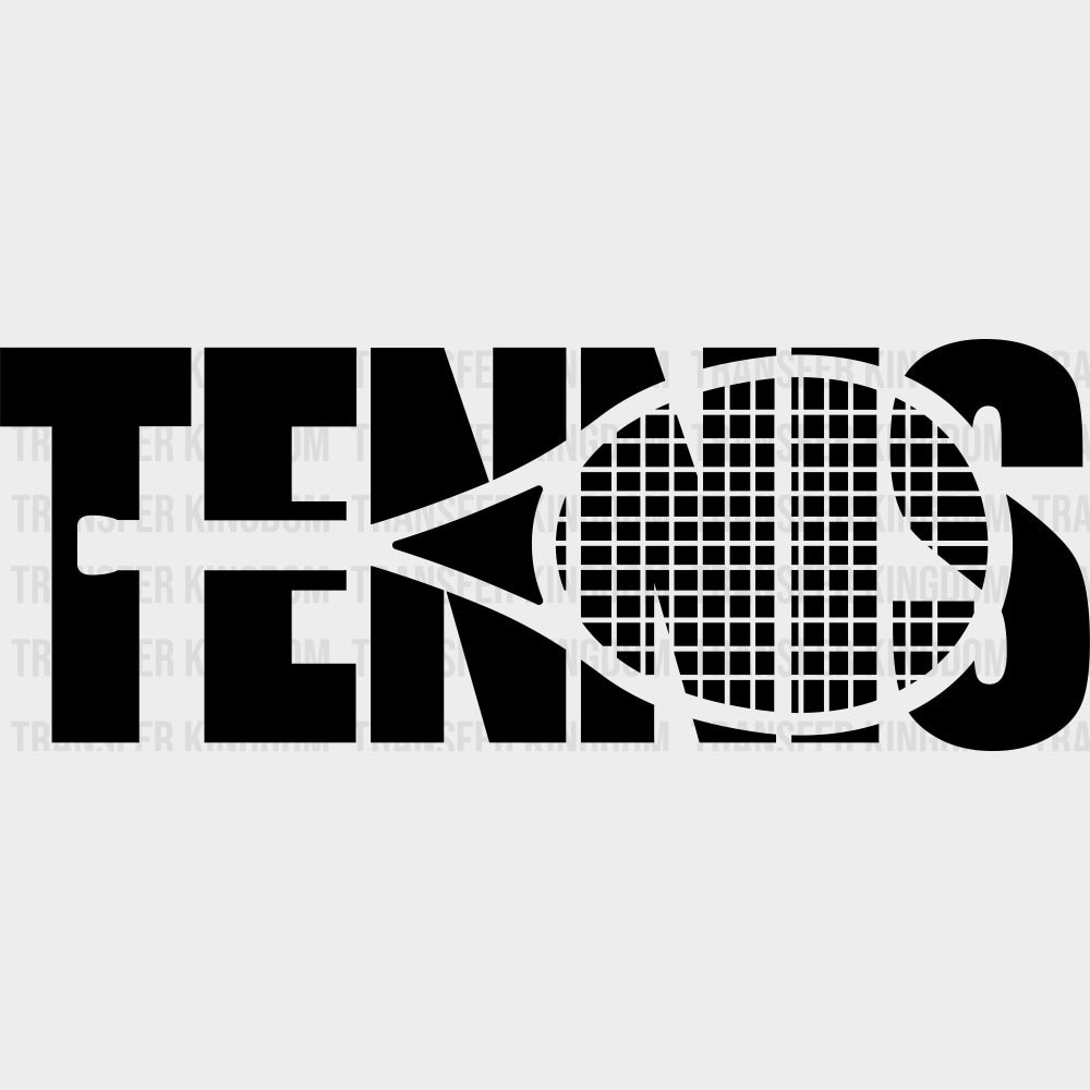 Tennis B&W Racket Design - Tennis DTF Transfers Adult Unisex - S & M (10’’) / Dark Color Design (See Imaging)