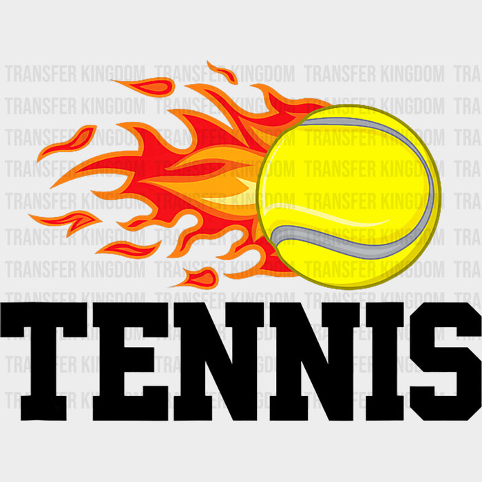Tennis Ball On Flames - Tennis DTF Transfers